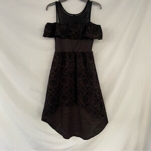 Girl’s Stylish Black Off-Shoulder High-Low Formal Dress Size 14